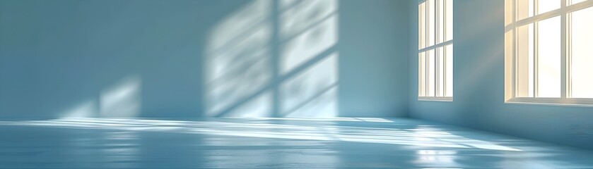 Soft Pastel Blue Backdrop with Gentle Shadows for Product Presentation and Copy Space