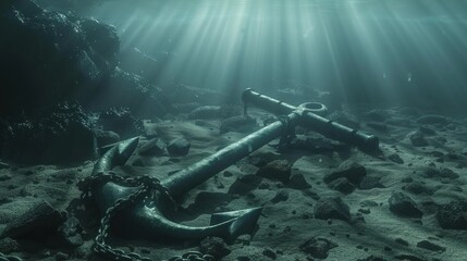 Underwater Anchor with Light Rays