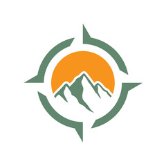 mountain peak outdoor logo design vector