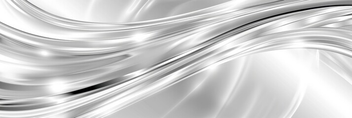 Obraz premium Abstract silver wave background with smooth metallic texture and flowing lines, perfect for modern designs and elegant themes.