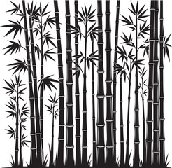Bamboo plant silhouette vector illustration isolated on a white background