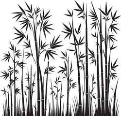 Bamboo plant silhouette vector illustration isolated on a white background