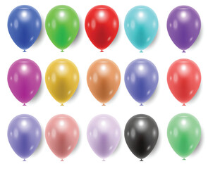 Set of color balloons isolated on white background