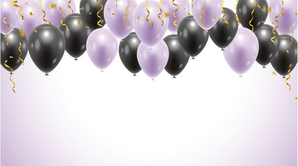 Happy birthday vector transparent background. colorful happy birthday border frame with confetti