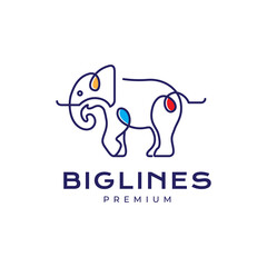 line art colorful elephant logo design vector