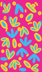 pink background colorful flowers children's vector illustration cartoon fashion fashion