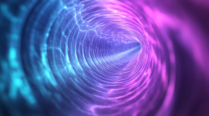 Mesmerizing abstract background showcasing a spiral sound wave rhythm line in shades of turquoise and purple, creating a dynamic and captivating scene.