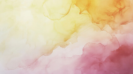 Obraz premium A calming abstract art background with soft watercolor stains in pastel yellows and pinks, forming a peaceful and serene scene.