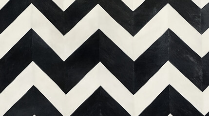 A striking geometric pattern with chevron lines in contrasting black and white, creating a bold and eye-catching design.