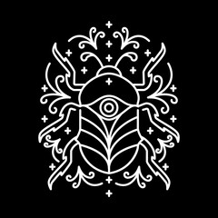 Fototapeta premium skull with insect art line shirt design vector