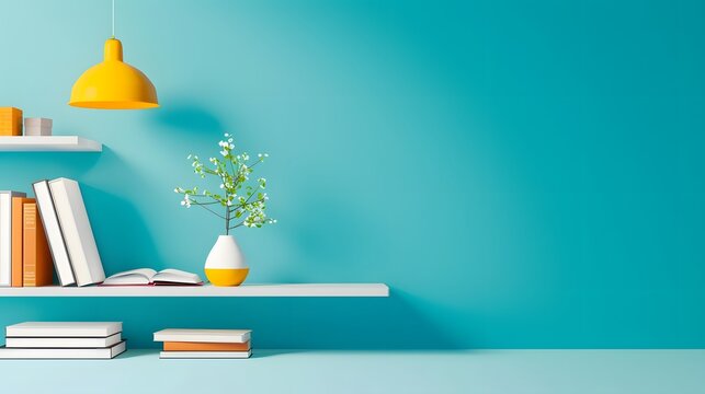 Celebrating National Book Lovers Day with Colorful Bookshelves - Flat Design Illustration with Copy Space for Text - Powered by Adobe