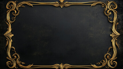 A black background adorned with a gold ornate frame. The opulent gold detailing around the edges enhances the luxurious feel of the dark, matte surface.