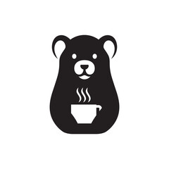 bear drink coffee mascot logo design vector