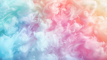 Abstract Beautiful pastel soft colored smoke cloud forms swirling in soft, pastel colored gradients