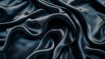 Obraz premium Black gray satin dark fabric texture luxurious shiny that is abstract silk cloth panorama background with patterns soft waves blur beautiful : Generative AI
