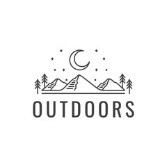mountain peak outdoor logo design vector