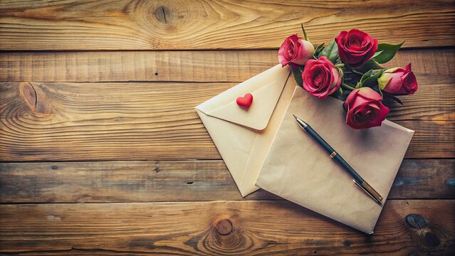 Romantic handwritten love letters on a wooden desk , love, romance, letters, handwriting, relationship, emotions