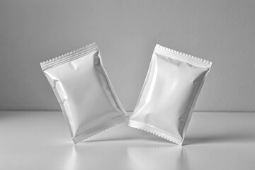 Blank chips bag mockup, food snack bag isolated on white background. potato chip bag mockup With clipping Path included. Chips paper package or Food Packaging