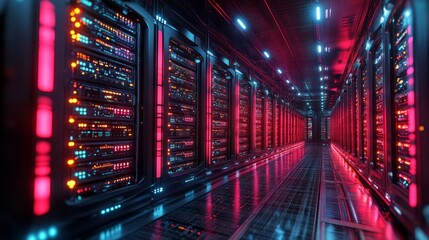 Obraz premium Cryptocurrency mining farm, illustrating the digital economy.