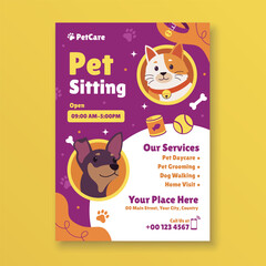 Pet sitting, Pet shop flyer template
