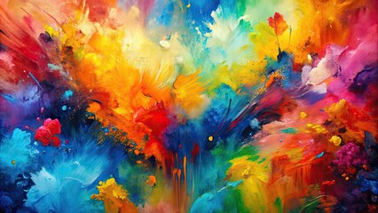 Fototapeta premium Vibrant abstract painting filled with bold colors and dynamic brush strokes conveying raw emotions, vibrant, abstract