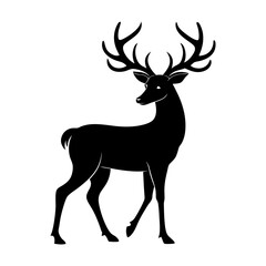 Obraz premium Deer Silhouette Vector Illustration White Background