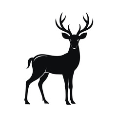 Obraz premium Deer Silhouette Vector Illustration White Background