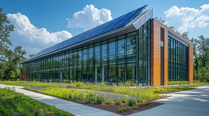 Fototapeta premium Renewable energy research center, symbolizing innovation in energy.