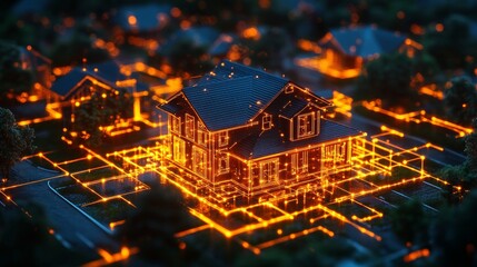 Smart home with interconnected devices, depicting the Internet of Things (IoT).