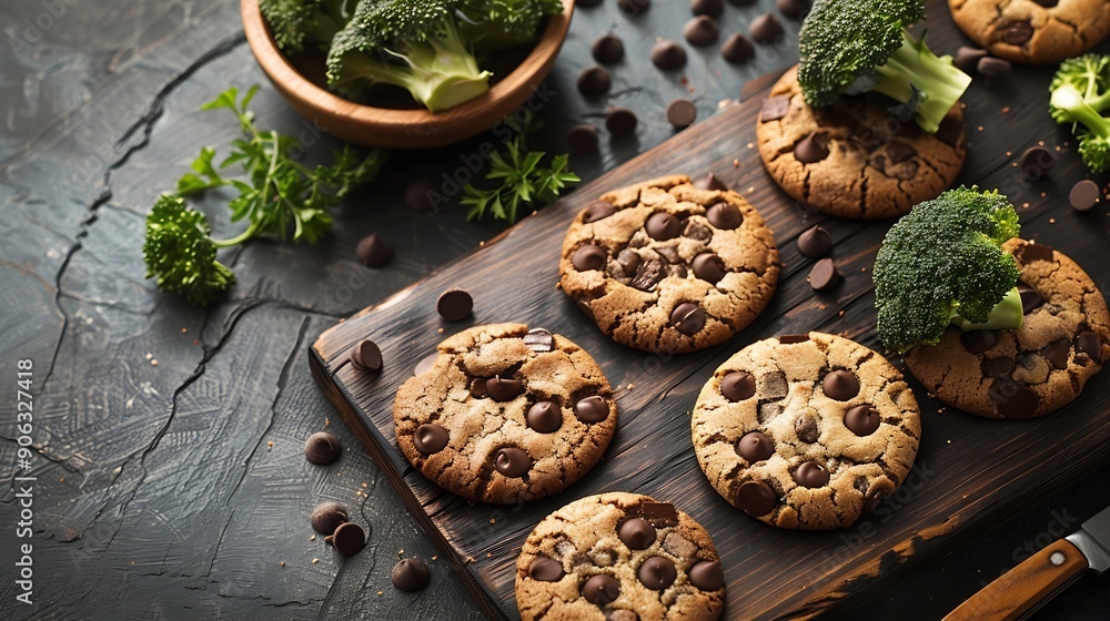 Poster in this board game broccoli beats chocolate chip cookies that means healthy food is better than junk