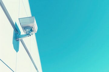 Minimalist security camera on modern building facade