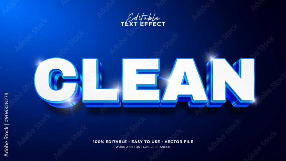 Fototapete editable clean text style effect, 3d vector mock up