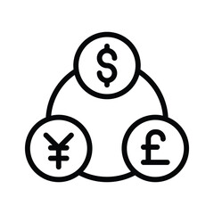 Different countries money in a circle represents money exchange icon