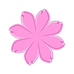 Doodle flower leaf line decoration boho simple inspired by malva sylvestris and sakura that can be used for sticker, book, scrapbook, icon, decorative, e.t.c with aesthetic pink colorful color