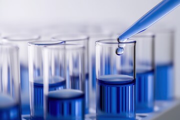 Pipette Dripping Blue Liquid into Test Tube