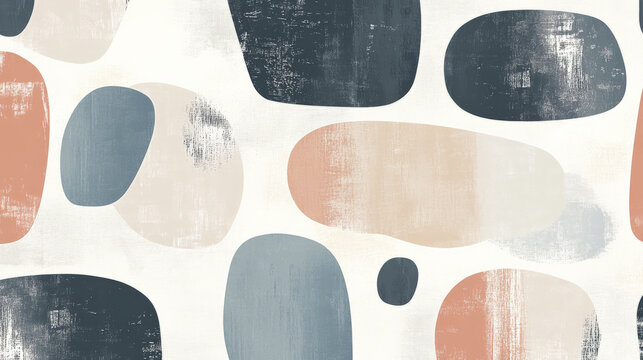 Scandinavian-inspired abstract pattern with simple shapes and muted colors, evoking a sense of tranquility and simplicity.
