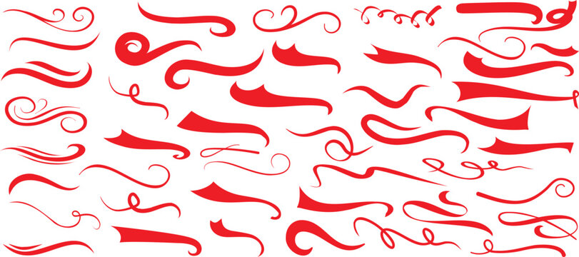 Decorative swash tails, red Sports swash tails vector graphics, elegant curves, and flourishes. Perfect for sports design, creative borders, invitations, and branding