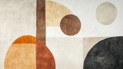 Abstract Scandinavian design with organic shapes and natural colors, evoking a sense of simplicity and tranquility.