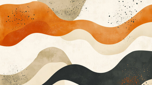 Abstract design in Scandinavian style with organic shapes and earthy tones, creating a harmonious and stylish background.