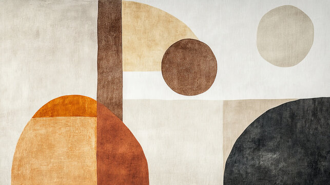 Abstract Scandinavian design with organic shapes and natural colors, evoking a sense of simplicity and tranquility.