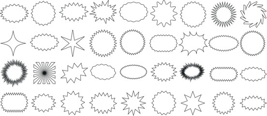 starburst badge sticker star vector design collection. Editable vector shapes for designs, logos, and stickers. Perfect for graphic designers and illustrators