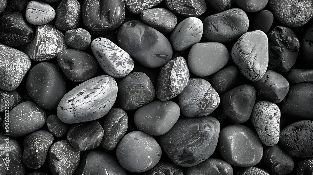 Poster small stone texture for background gravel texture surface of small pebble stone black and white : ge
