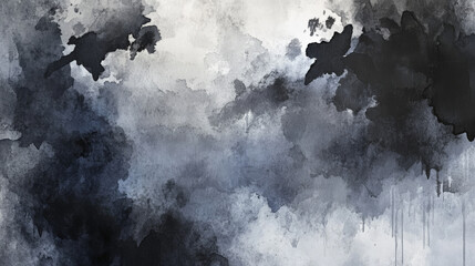 A refined abstract art background featuring watercolor stains in elegant shades of grey and black, creating a sophisticated and modern aesthetic.