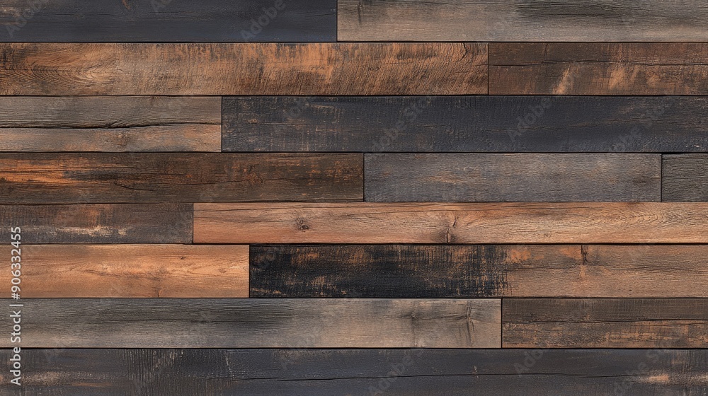 Poster realistic 3d wood planks with a distressed finish, adding character and charm to any design.