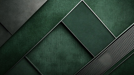 Fototapeta premium A luxurious forest green background with silver geometric patterns. The rich green and sleek silver combination adds a modern touch of elegance.