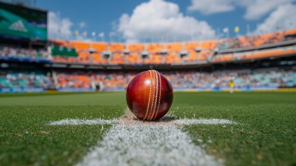 Cricket world cup t20 2024 match action with cricket ball hitting the wicket on the ground, exciting moment in a high-stakes tournament game