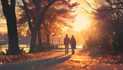 Fototapeta premium couple walking in the park