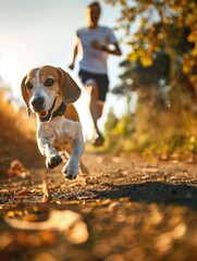 Man and Dog on Dirt Road