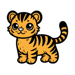 Cute Tiger Cartoon Vector Icon Illustration