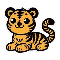 Cute Tiger Cartoon Vector Icon Illustration